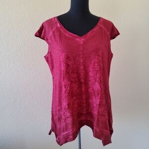 Indigo Thread Co. Red Tie-Dye Paisley Tunic Knit Top Size M NWT
